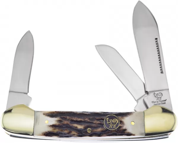 Hen & Rooster Canoe 3 Blade Deer Stag knives HR353LDS