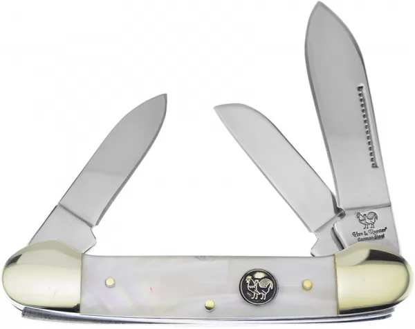 Hen & Rooster Gunboat Canoe 3 Blade MOP knives HR353LMOP