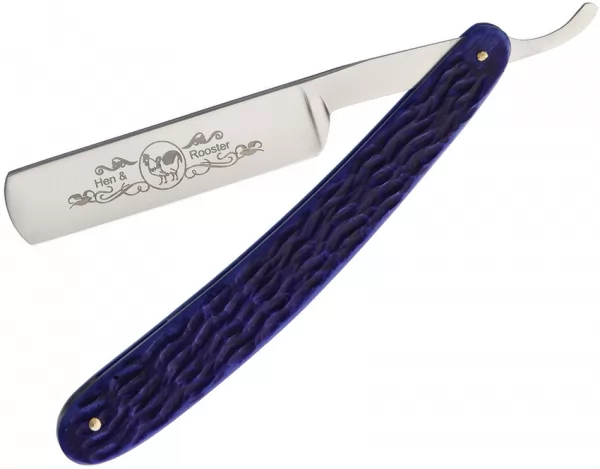 Hen & Rooster Straight Razor Blue Pick Bone knives HR401BLPB