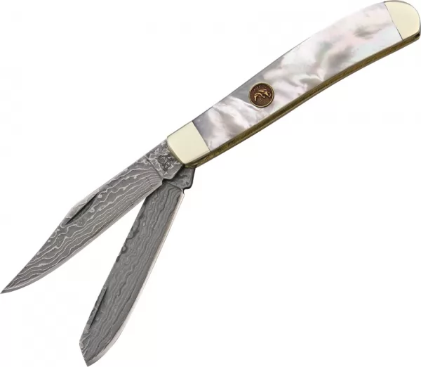 Hen & Rooster Damascus Trapper knives HR412MOPDM