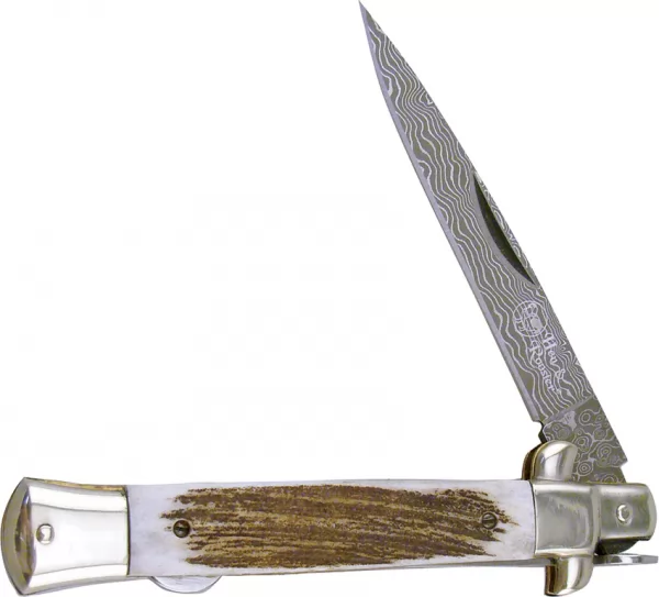 Hen & Rooster Stiletto Kris Damascus Stag knives HR5071DSD
