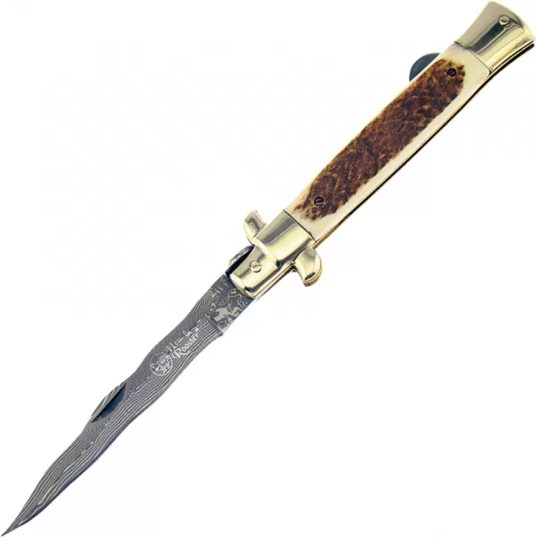 Hen & Rooster Stiletto Kris Damascus Stag knives HR5081DSD
