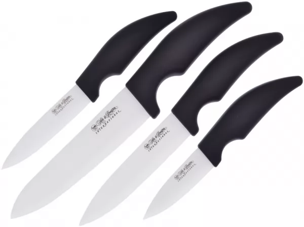 Hen & Rooster Kitchen Set White Ceramic 4pc knives HRI065