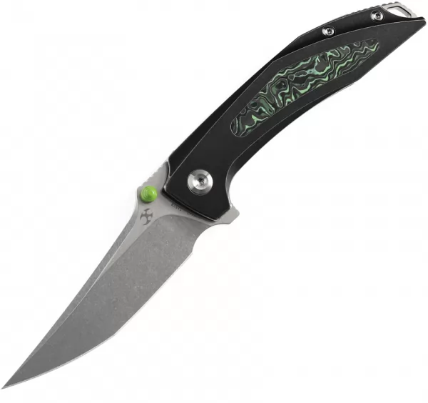 Kansept Knives Baku Linerlock Blk-Grn CF K1056A7