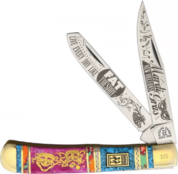 Kissing Crane Mardi Gras Trapper knives KC5565