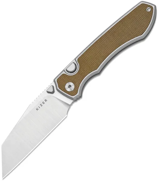 Kizer Cutlery Wharning Button Linerlock Brn KI3738A1