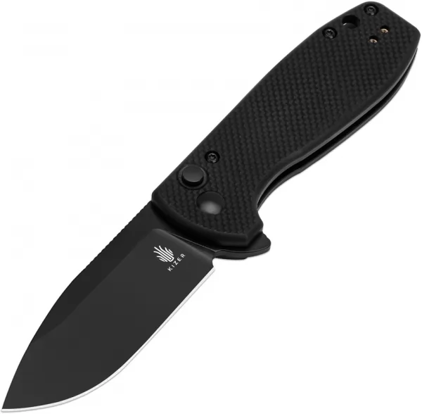 Kizer Cutlery Amicus Button Lock Black G10 KIL3002A1