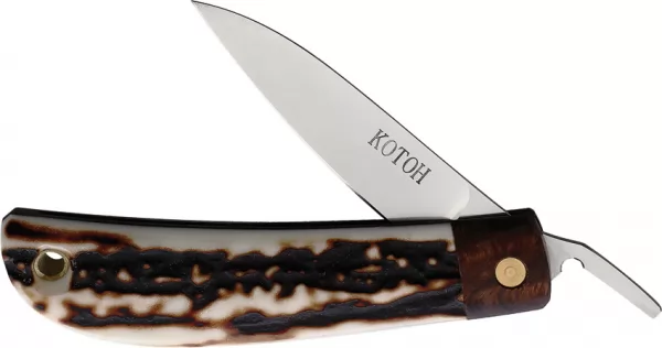 Kotoh Knives Folder Stag D2 KOT422514
