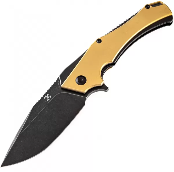 Kansept Knives Hellx Framelock D2 Brass KT1008B2