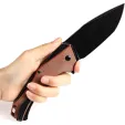 Kansept Knives Hellx Framelock D2 Brn Mic KT1008F2