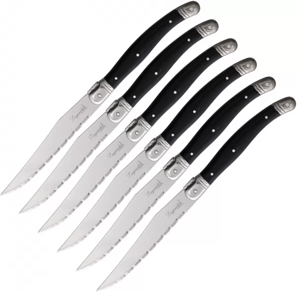 Laguiole Steak Knife Set Black 6 pc LAG6B