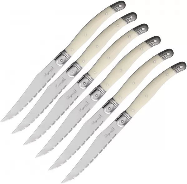 Laguiole 6 pc Steak Knife Set White LAG6W