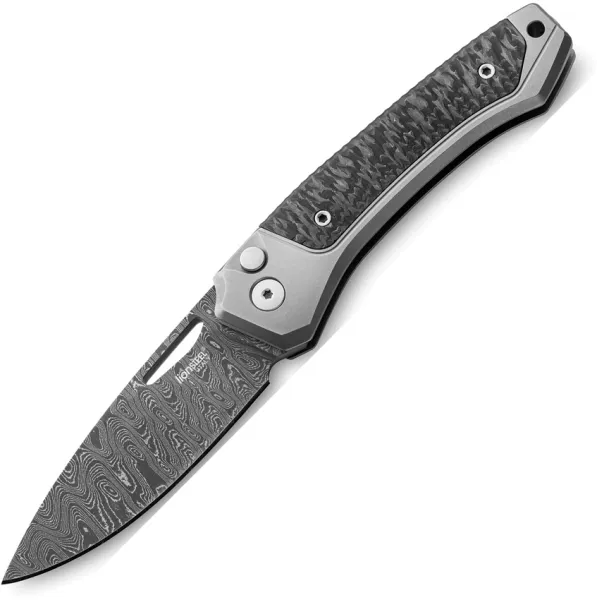 LionSTEEL Twain Button Lock Damascus LSTTWDGY
