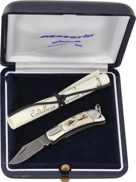 Maserin Mignon Damascus Stag knives MAS707CVD