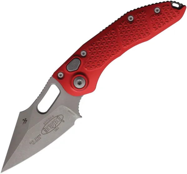 Microtech Auto Stitch S-E Button Lock AP MCT16910APRD