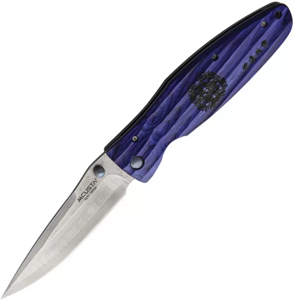 Mcusta Linerlock Blue Pakkawood knives MCU186D