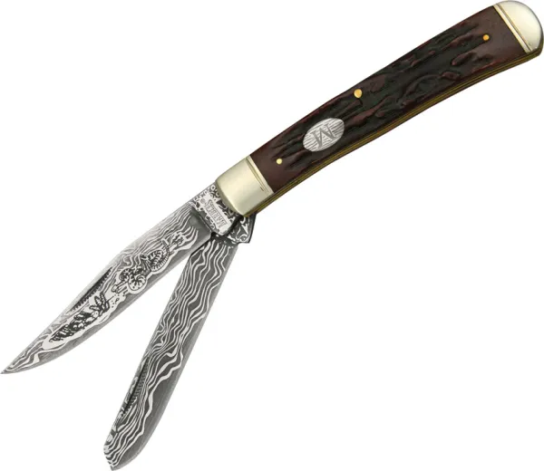 Marbles Trapper Etched Damascus Series knives MR267