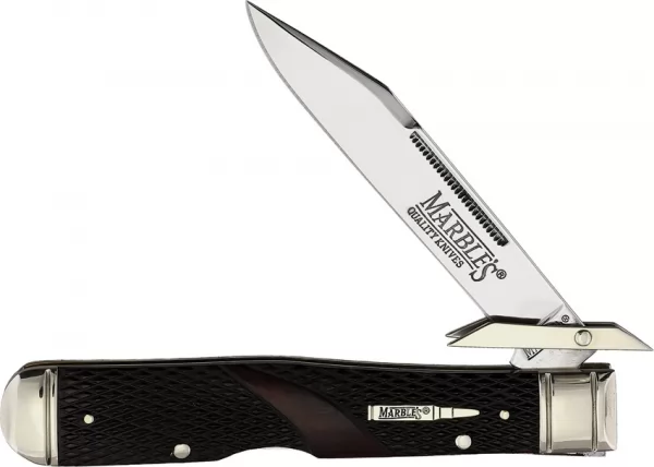 Marbles Swing Guard Brown Checker Bone knives MR678