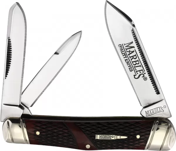 Marbles Whittler Brown Checkered Bone knives MR681