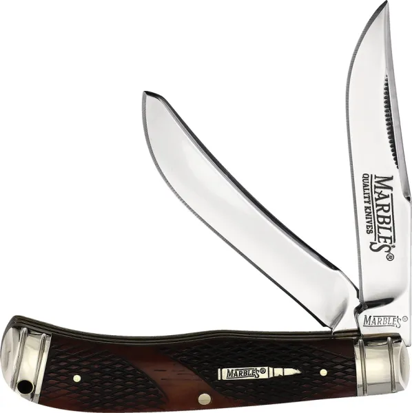 Marbles Trapper Brown Checkered Bone knives MR682