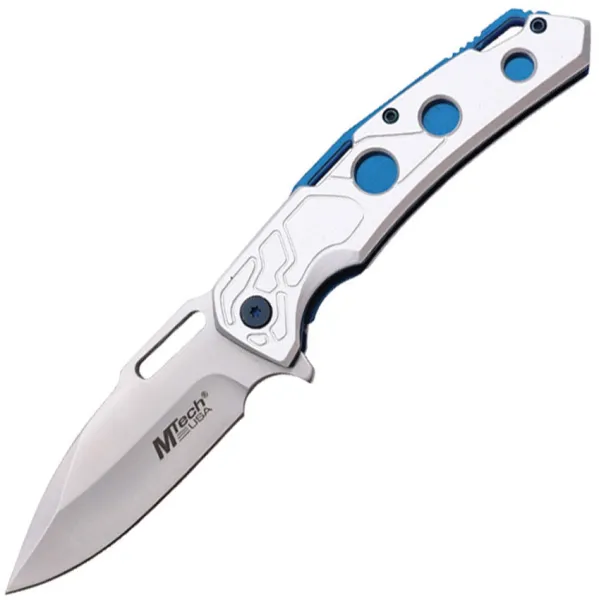 Mtech Linerlock A-O Silver-Blue knives MTA2026SL