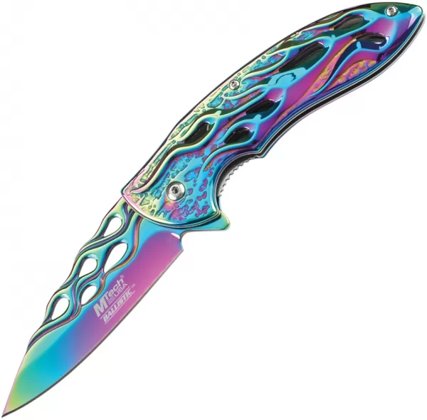 MTech Flame Linerlock A-O Rainbow knives MTA822RB