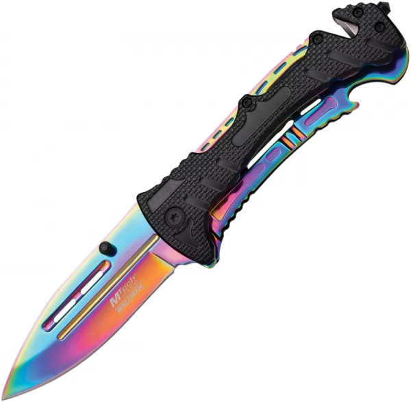 MTech Rescue Linerlock A-O Rainbow knives MTA847RB