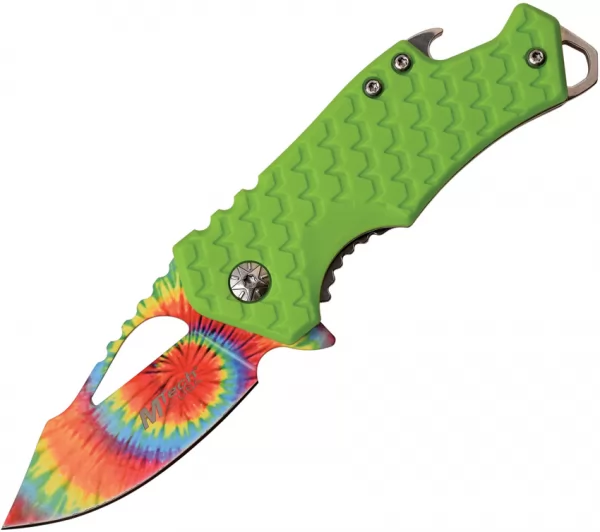 MTech Tie Dye Framelock Green A-O knives MTA882TGN