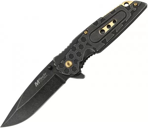 MTech Framelock A-O Black SW Gold knives MTA988GD