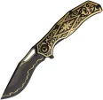 North Mountain Blade Kukri Linerlock 24K Gold Plate - NMB2532GDD