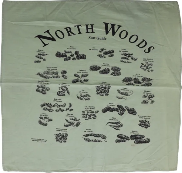 North Woods Field Guides Animal Scat Bandana Green NWG002ASBG