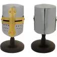 India Made Mini Crusader Helmet w- Stand knives PA230974