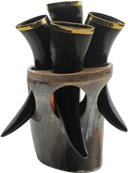 India Made Viking Horn Set w Stand knives PA230990
