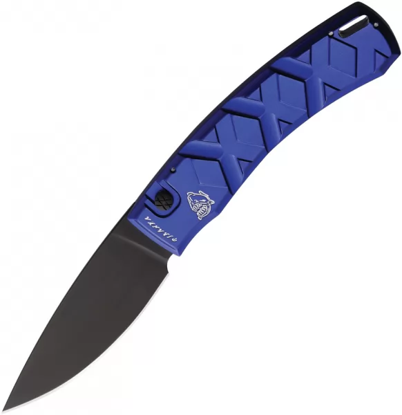 Piranha Knives Auto X Button Lock Blue PKCP14BT