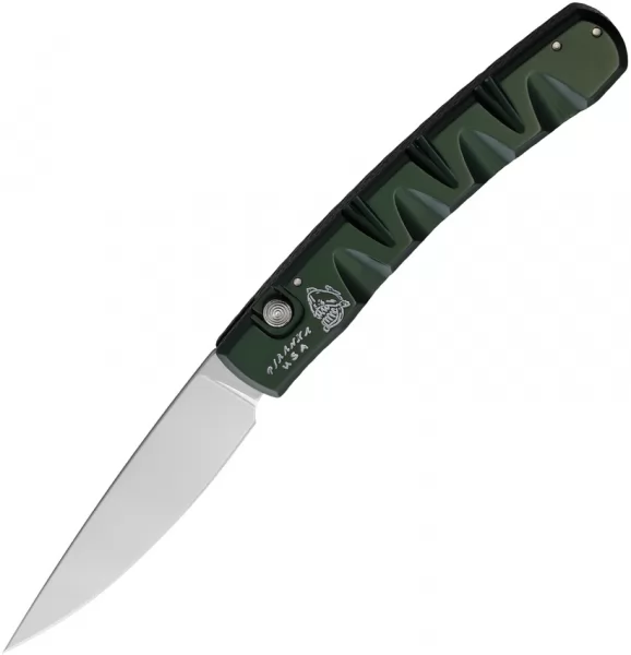 Piranha Knives Auto Virus Button Lock Grn PKCP15G