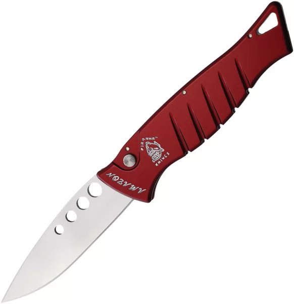 Piranha Knives Auto Amazon Button Lock Red PKCP3R