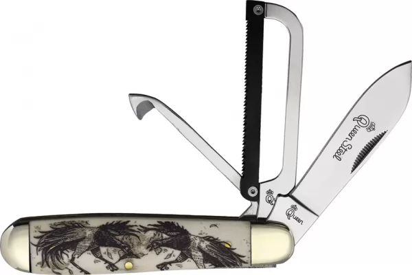 Queen Gamecock Folder Etched Bone QN10EWSB