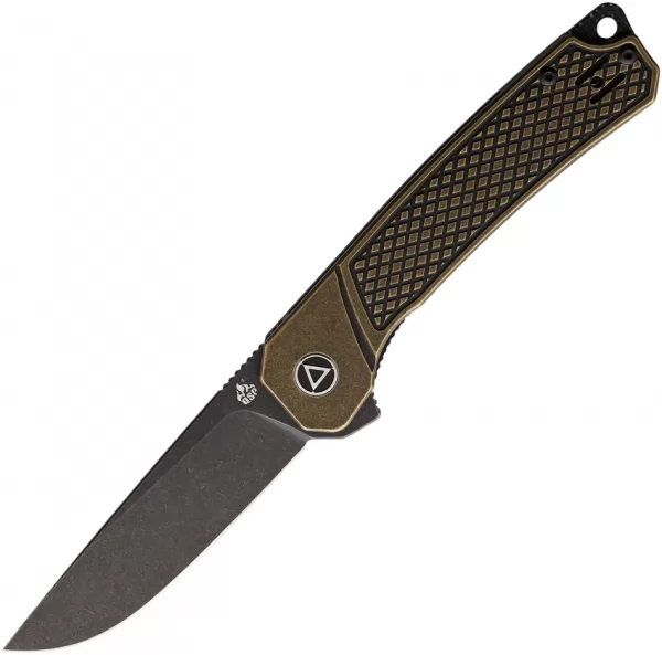 QSP Knife Osprey Linerlock Brass Black QS139D2