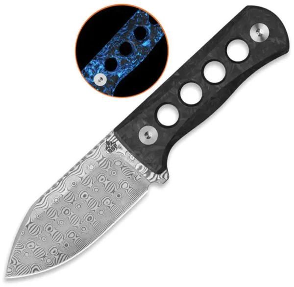 QSP Knife Canary Damascus Blue GITD QS141L