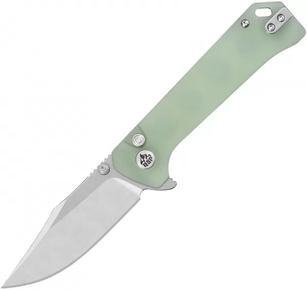QSP Knife Grebe Button Lock Jade G10 QS147D1