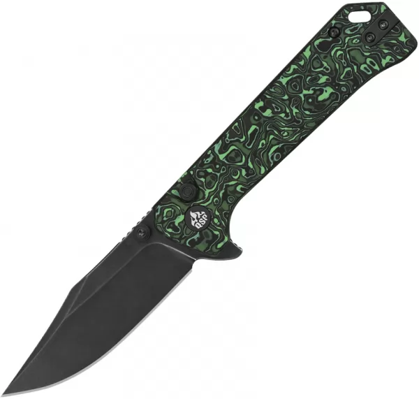 QSP Knife Grebe Button Lock Green CF QS147G2