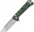 QSP Knife Grebe T Button Lock Green CF - QS148G1