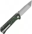 QSP Knife Grebe T Button Lock Green CF QS148G1