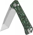 QSP Knife Grebe T Button Lock Green CF QS148G1