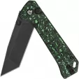 QSP Knife Grebe T Button Lock Green CF QS148G2