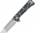 QSP Knife Grebe T Button Lock BWB CF - QS148H1