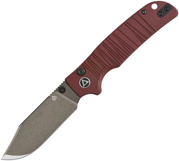 QSP Knife Kali Button Lock Red G10 QS159A2