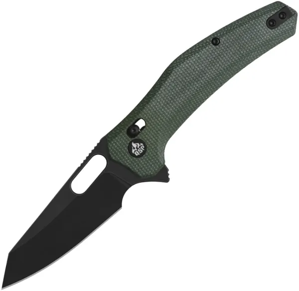 QSP Knife Emu. Black. Green Micarta QS164B2
