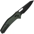 QSP Knife Emu. Black. Green Micarta QS164B2