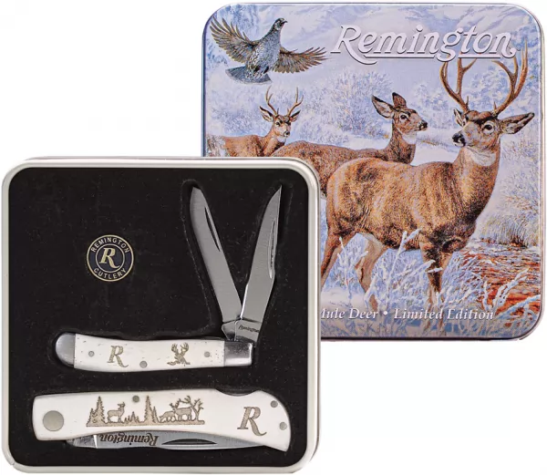 Remington Mule Deer Tin Set knives R15685